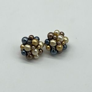 Vintage Beaded Clip On Earrings